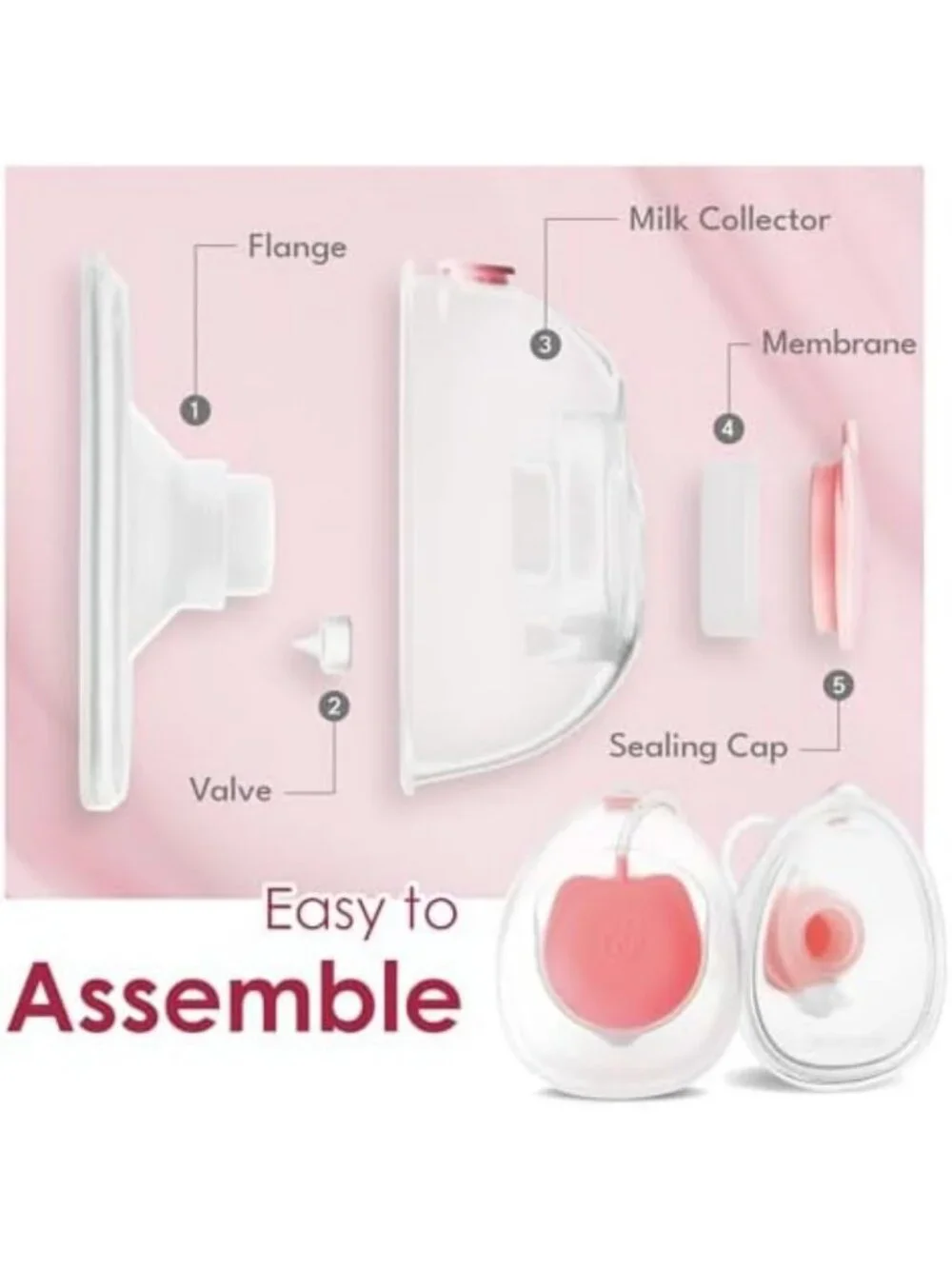 Wearable Handsfree Breast Milk Collection Cups, Silicone Flanges, Compatible